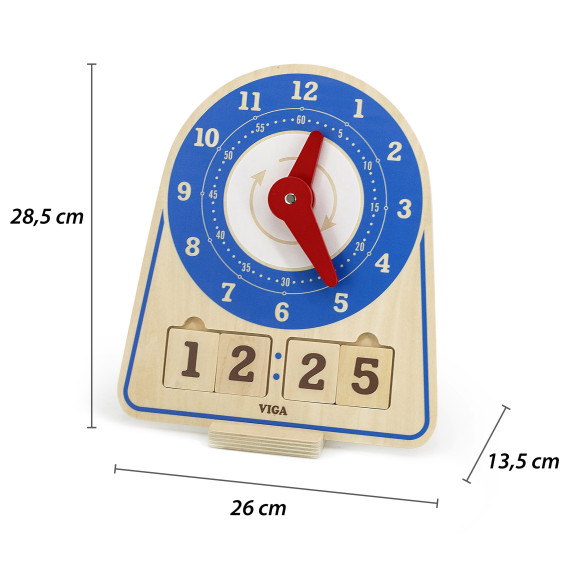 VIGA Wooden Clock Learning Time Clock Montessori