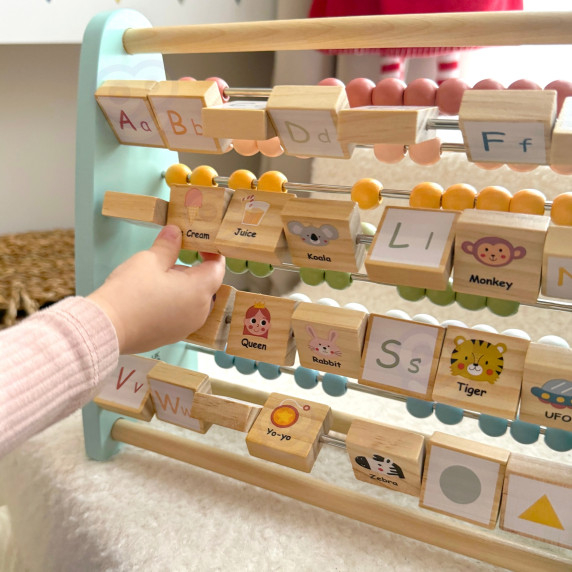 TOOKY TOY Double-Sided Abacus Alphabet Pictures