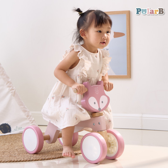 VIGA PolarB Wooden Fox Ride-On with Soft Wheels