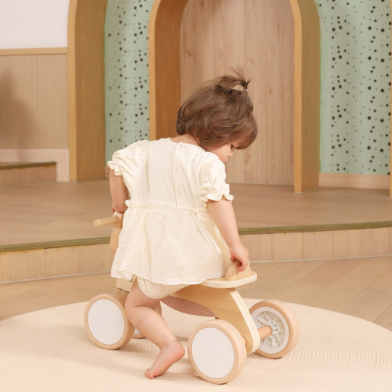 VIGA PolarB Wooden Ride-on Brown Teddy Bear with Soft Wheels