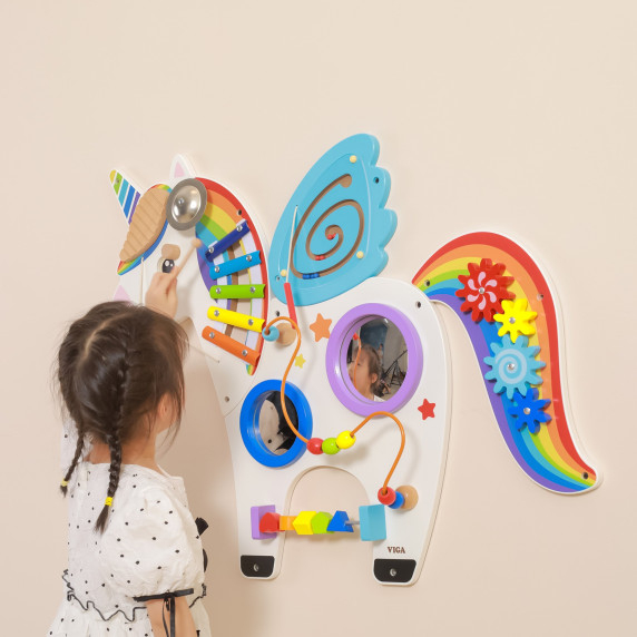 VIGA Wooden Manipulative Sensory Board Unicorn FSC Montessori Certificate