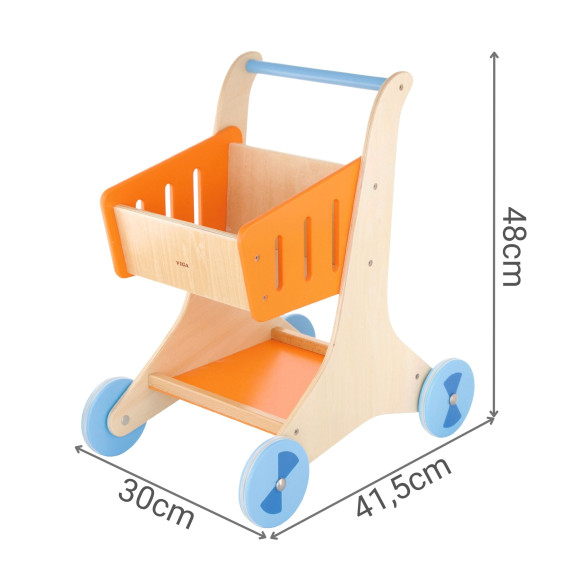 VIGA Wooden Shopping Cart