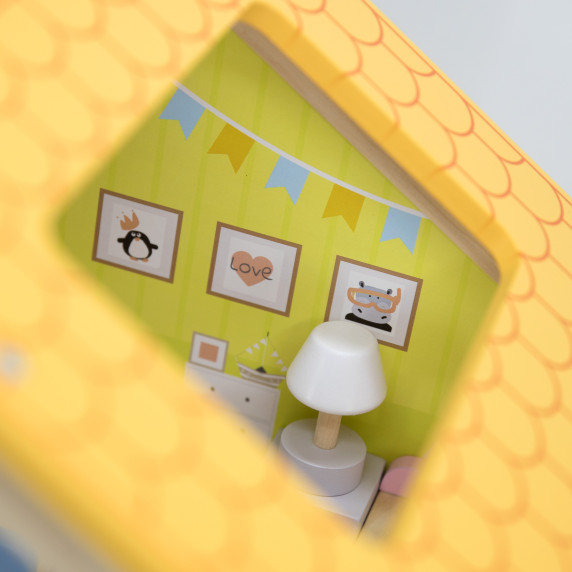 VIGA Wooden Dollhouse Set with Dolls and Accessories