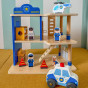 VIGA Wooden Police Station Police Car 3 levels 14 pieces