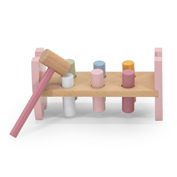 Viga PolarB Wooden Punching Toy with Hammer Fox Montessori