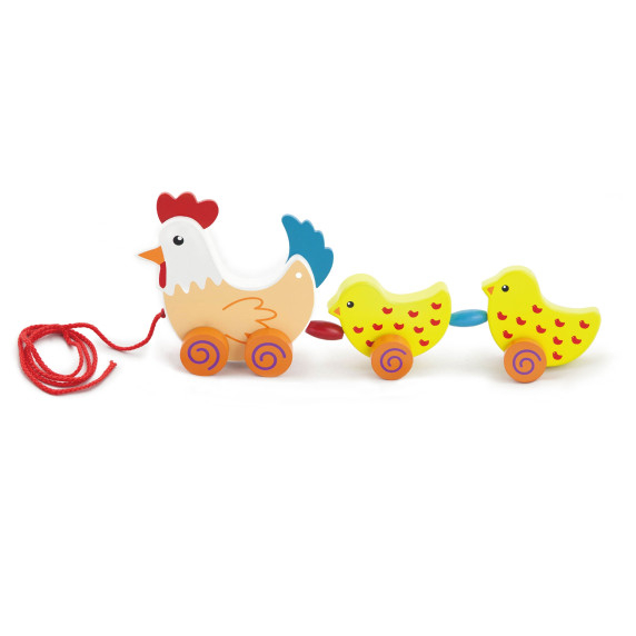VIGA Pulling Set Hen with Chickens 36 cm
