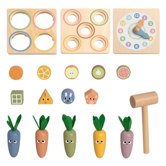 TOOKY TOY Wooden Spring Educational Cube 5-in-1