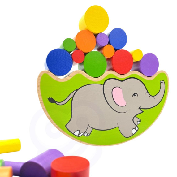 VIGA Wooden Balancing Elephant Montessori Puzzle