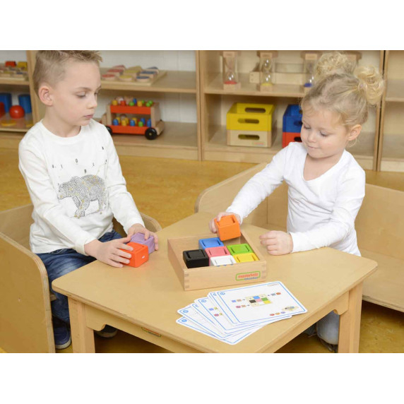 MASTERKIDZ Cups and Square Blocks Wooden Toy Montessori Color Sorter