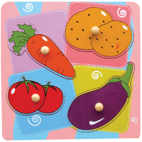 VIGA Wooden Puzzle Vegetables Surprise Puzzle