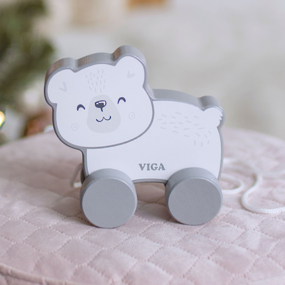 Viga Wooden Polar Bear Pull-Along - PolarB
