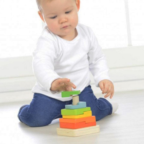 MASTERKIDZ Wooden Montessori Pyramid Sorter Puzzle