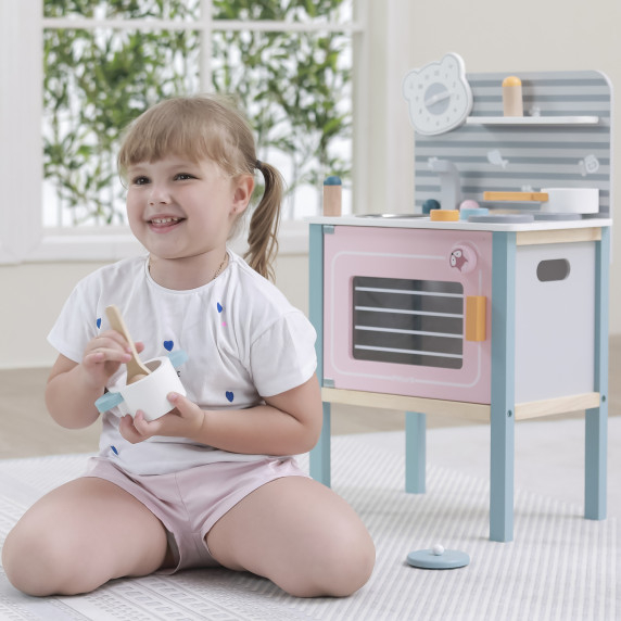 VIGA Wooden kitchen for children with accessories