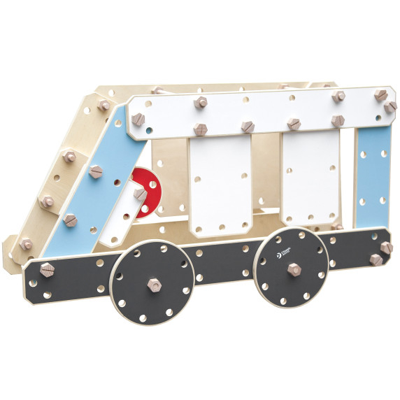 CLASSIC WORLD EDU Huge Wooden Construction Blocks Set Vehicles Ambulance 124 pcs.