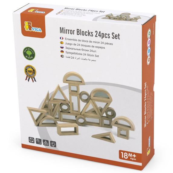 VIGA Wooden Mirror Blocks puzzle 24 pieces