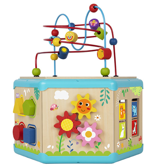 TOOKY TOY Interactive Wooden Montessori Hexagon Opening Box