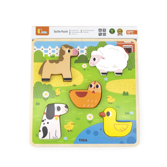 VIGA Wooden Puzzle Animals Farm Matching Puzzle