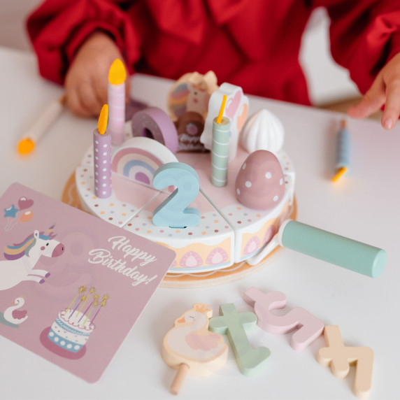 TOOKY TOY Wooden Birthday Cake Cuttable with Velcro