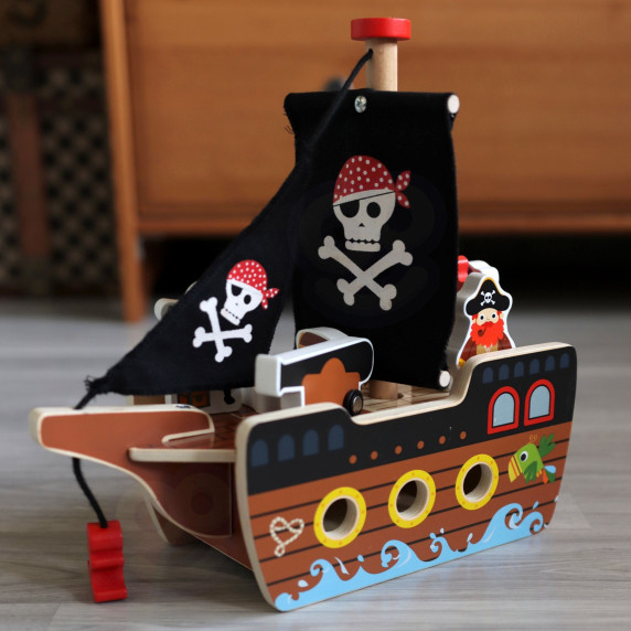 TOOKY TOY Pirate Ship Wooden Figures Set