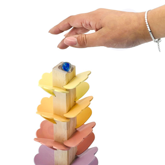 TOOKY TOY Wooden Colorful Spinning Tower for Children