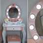 TOOKY TOY Wooden Dressing Table with Chair, Accessories, Mirror with LED Lighting + Cosmetics