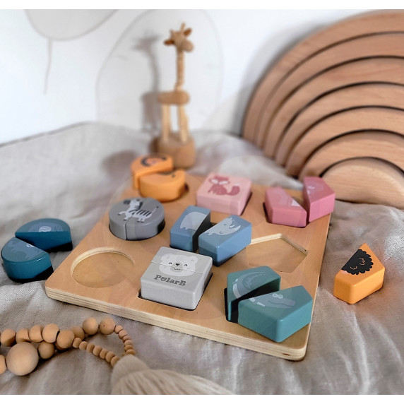 VIGA PolarB Wooden Puzzle Blocks - Animals