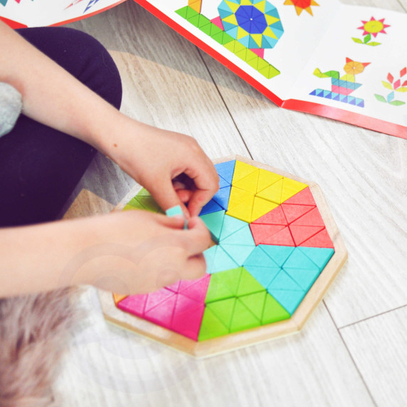 TOOKY TOY Octagonal Puzzle Wooden Mosaic Educational (73 pcs.)