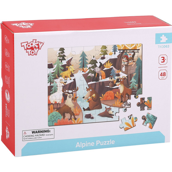 TOOKY TOY Puzzle with Bag Alpine Animals and Landscape Puzzle 49 pcs.