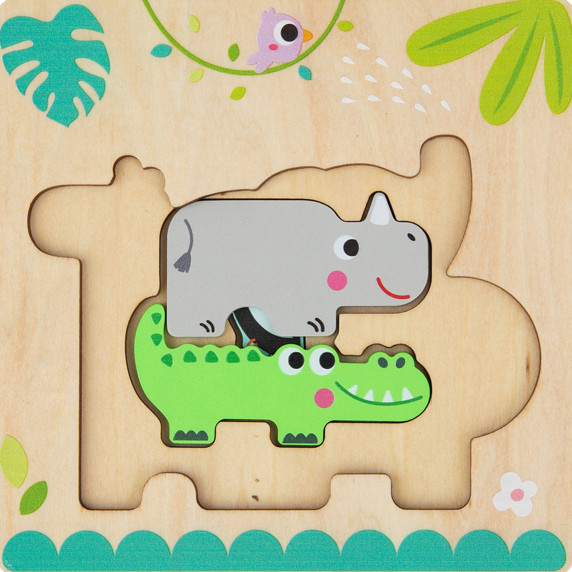 TOOKY TPY Wooden Montessori Puzzle Multilayer Board Forest Animals 7 pcs.
