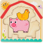 TOOKY TOY Wooden Montessori Puzzle Multilayer Board Animals on the Farm 7 pcs.