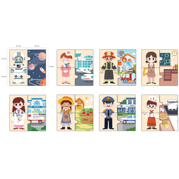 VIGA Wooden Puzzle Matching Professions