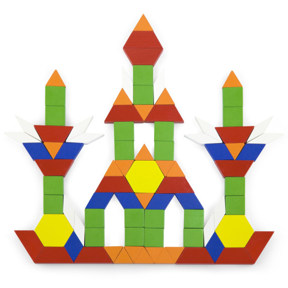 VIGA Wooden Flat Blocks in a Bucket 250 Montessori Pieces