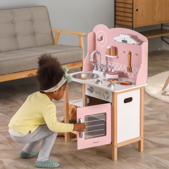 VIGA PolarB Wooden Kitchen with Accessories Silver - Pink