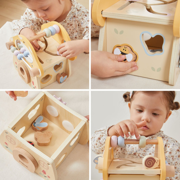 VIGA Wooden Mushroom Activity Sorter Maze Mirror 18M+