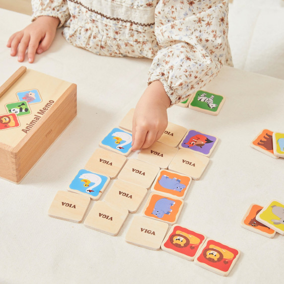 Viga Wooden Memory Game Memo Animals Educational Children 3+