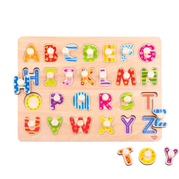 TOOKY TOY Puzzle Montessori Alphabet Puzzle with Pins