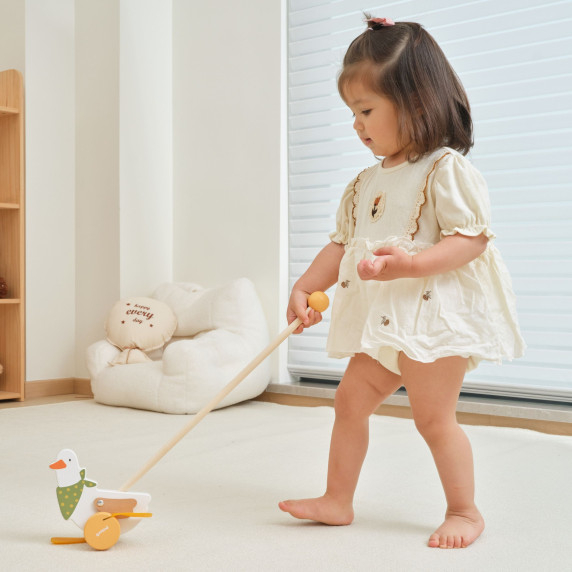 VIGA PolarB Wooden Push Goose on a Stick for Children 12m+