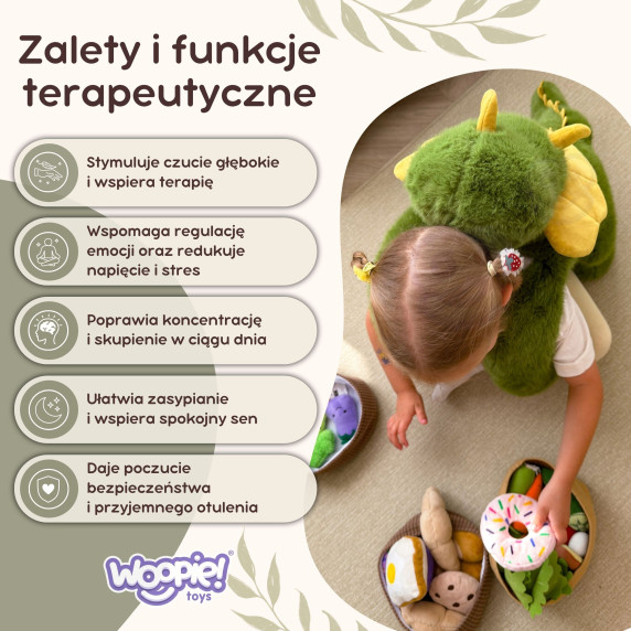WOOPIE Dinosaur Anti-Stress Sensory Weighted Plush Toy Heavy Bear Cuddly Toy 65cm 1500g