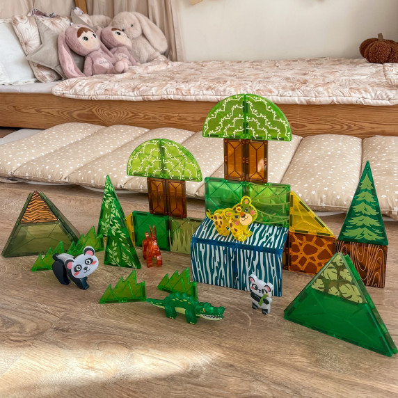 WOOPIE Magnetic Construction Blocks 3D Educational Set Rare Animals 45pcs.