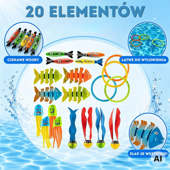 WOOPIE Pool Diving Toy Set 20 pcs.
