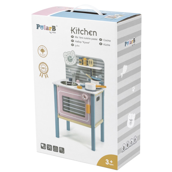 VIGA Wooden kitchen for children with accessories