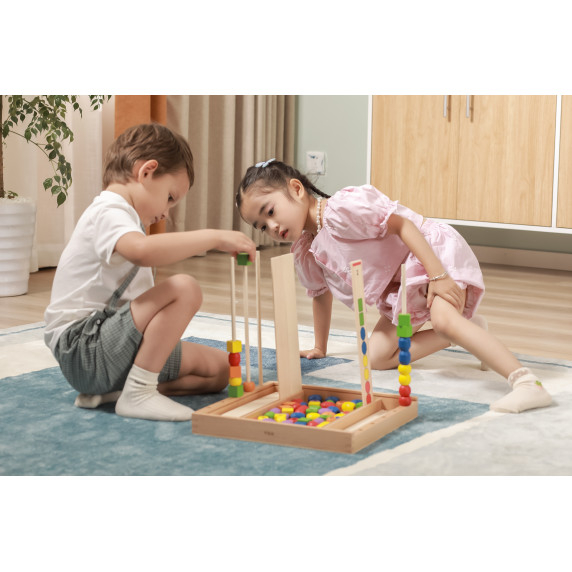 VIGA koka izglītojoša spēle – loģiskie perlīši 104 gabali Montessori