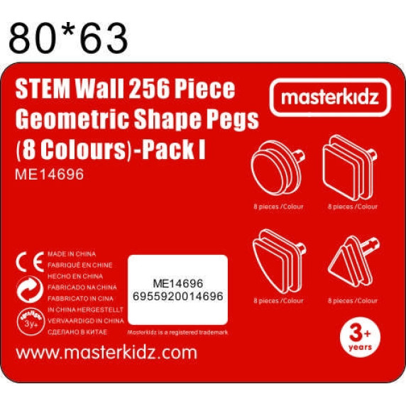 MASTERKIDZ Geometric Elements 8 Colors 256 pcs STEM Board Accessories