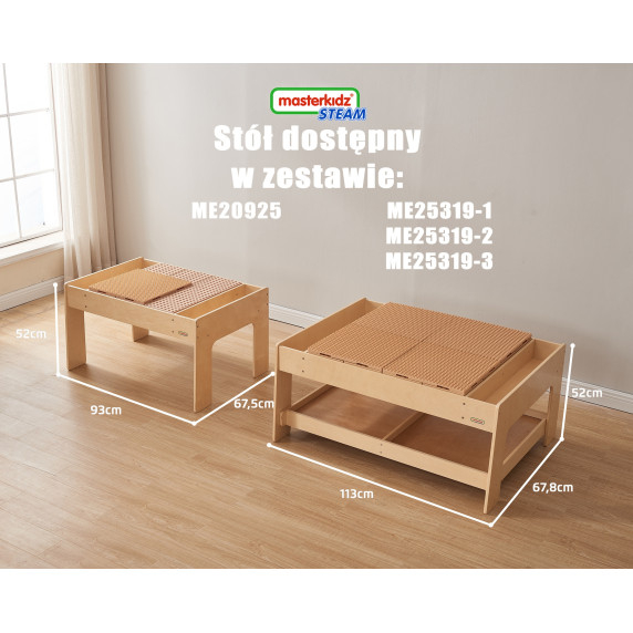 MASTERKIDZ Wooden Educational Table + STEM WALL ACCESSORIES + 135 Blocks