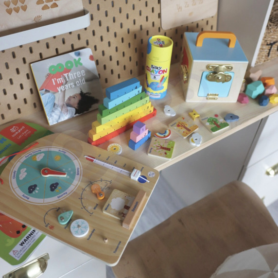 Tooky Toy Educational Montessori Box Puzzle Abacus Weather Board 6 in 1 for ages 3+