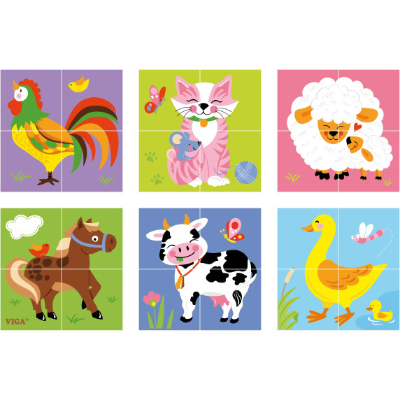 VIGA Wooden Puzzle Farm 4 Blocks