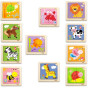 VIGA Wooden Puzzle 12 boards, 4 puzzles each, in a stand