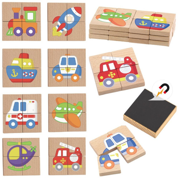 Viga Wooden Puzzle Magnetic Puzzle - Vehicles FSC Certified