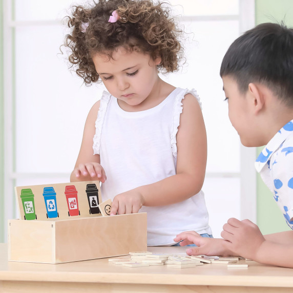 VIGA Puzzle Wooden educational game for learning how to sort waste