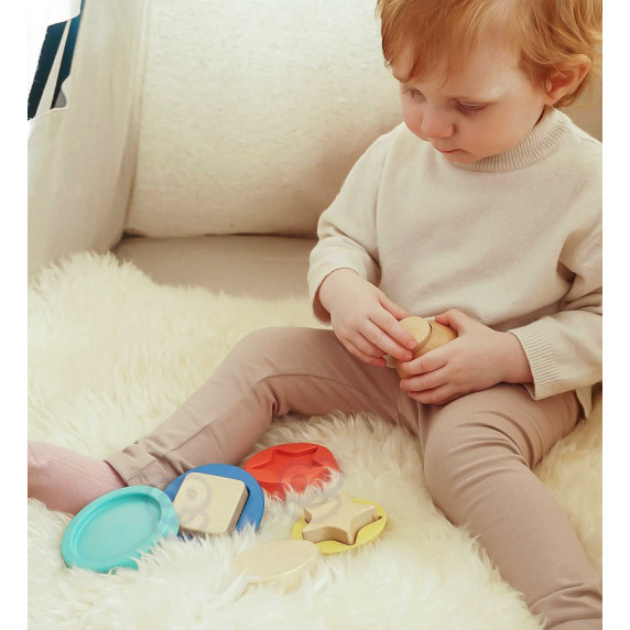 TOOKY TOY Wooden Puzzle Pyramid Shapes Teddy Bear 11 pcs.